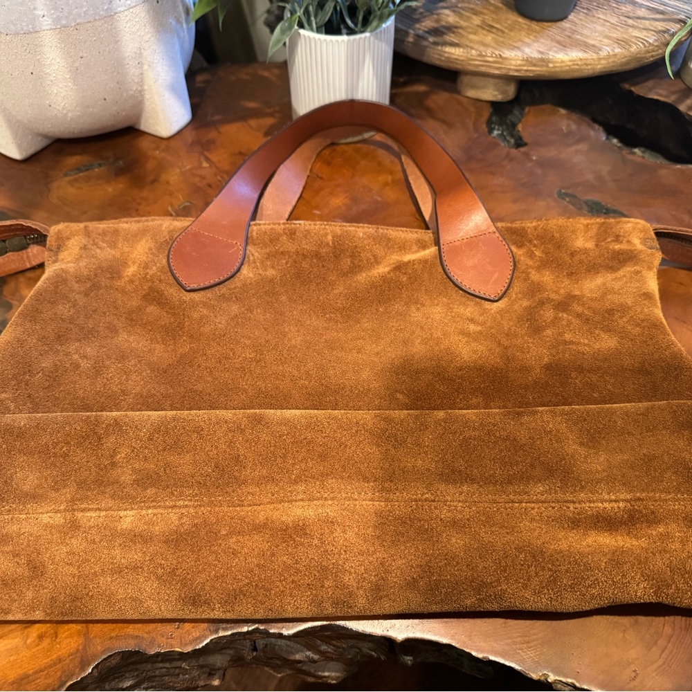 Brown Suede "Charlie" Tote Bag - Picture 3 of 12